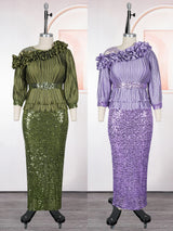 2026 Summer Party Evening Dresses Elegant Ladies Luxury Sequins Maxi Robe Puff Sleeve Dress Africa Clothes Wedding Prom Gowns