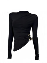 Women Black GothicT-shirt Harajuku Y2k Tee Top 90s Vintage Long Sleeve Turtleneck T-shirts Emo 2000s Clothes 2025 Autumn