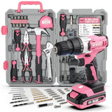Cordless Drill Tool Set: Pink Power Drill for Women used for DIY Building and Fixing Tasks Easy to use All In One Set i