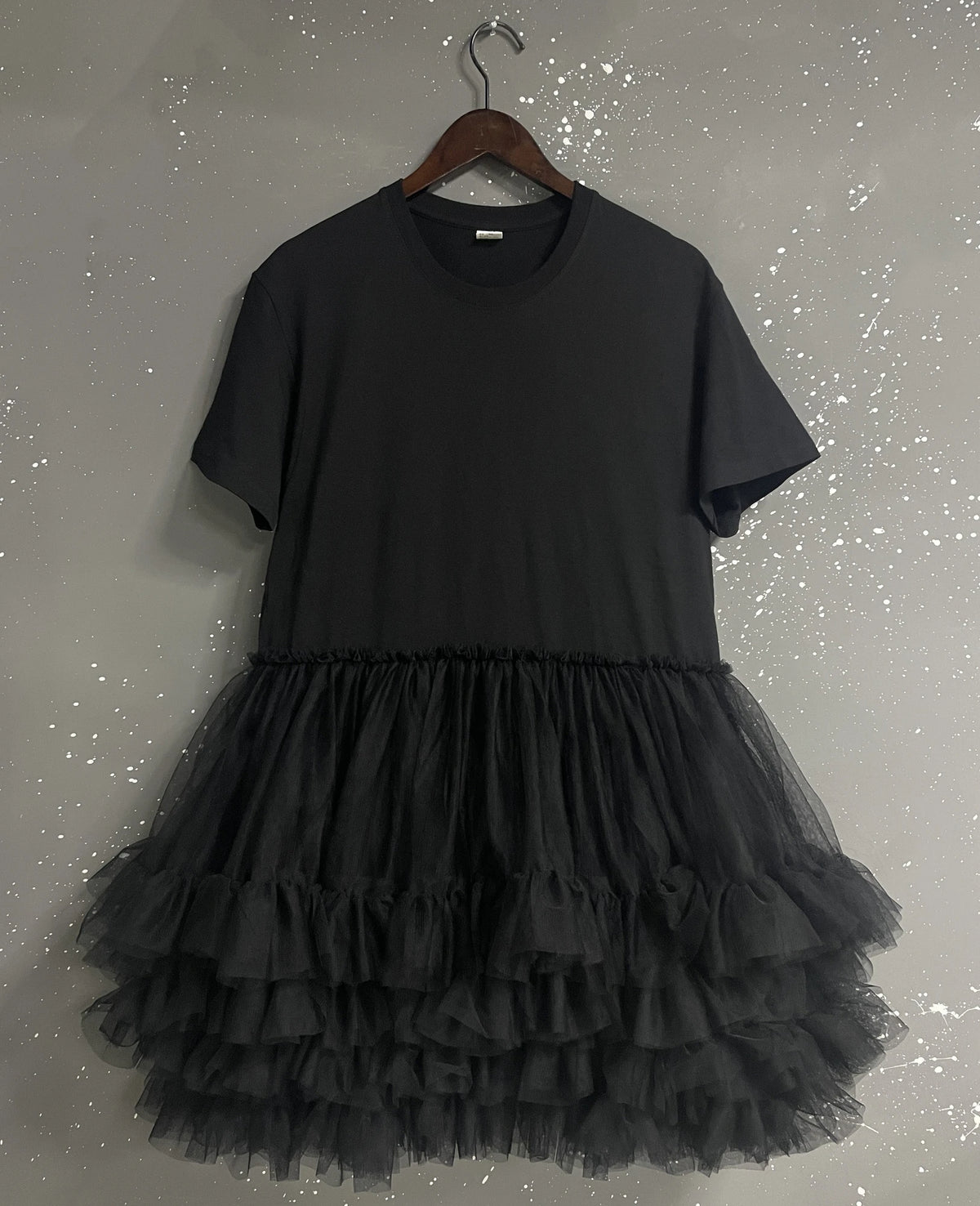 [EWQ] Fashion Streetwear Ball Gown Dress Solid Colors Spliced Irregular Mesh Loose Women Dresses 2025 Summer New Tide 16O6549