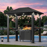 5 x 8 FT, Outdoor Metal Hard Top Gazebo, Permanent BBQ Pavilion with Galvanized Steel Roof, Patio, Backyard