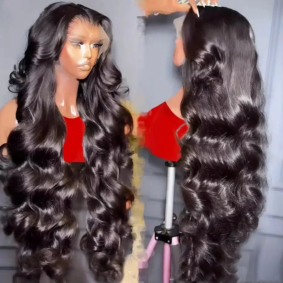 250 Density 100% Human Hair 13x4 13x6 Body Wave HD Lace Frontal Wig 40 46 Inch 360 Full HD Lace Front Wigs Loose Natural Black
