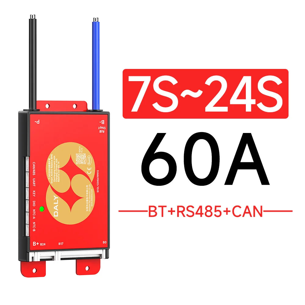 Daly Smart BMSWiFi 4S 12V 8S 24V 16S 48V 40A 100A 150A 200A Active Balance Overcharge/Discharge Protection for Sola/EV with BT