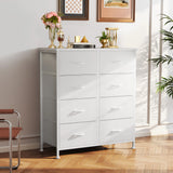 JHK Dresser Children's Wardrobe For Bedroom With 8 Fabric Drawers Storage Cabinet Steel Frame Assembly Closet For Home Furniture