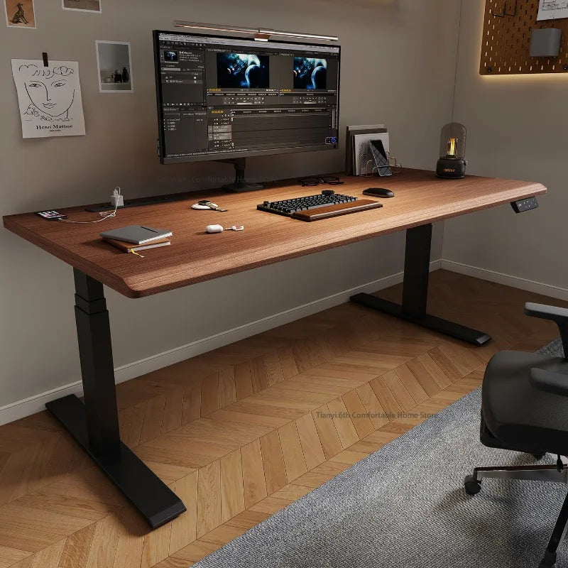 Modern Wooden Electric Height Adjustable Computer Desk High End Design Standing Desk Converter Study Desk Home Furniture FYCD
