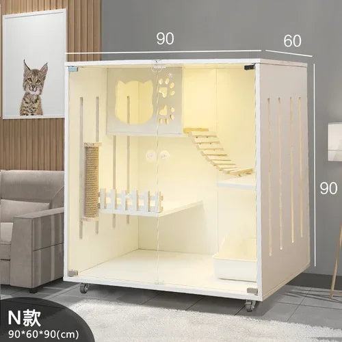 Solid Wood Cages Super Large Cat Villa Double-storey Cat Cage House Home Luxury Nest Cat Cabinet Indoor Pet  House