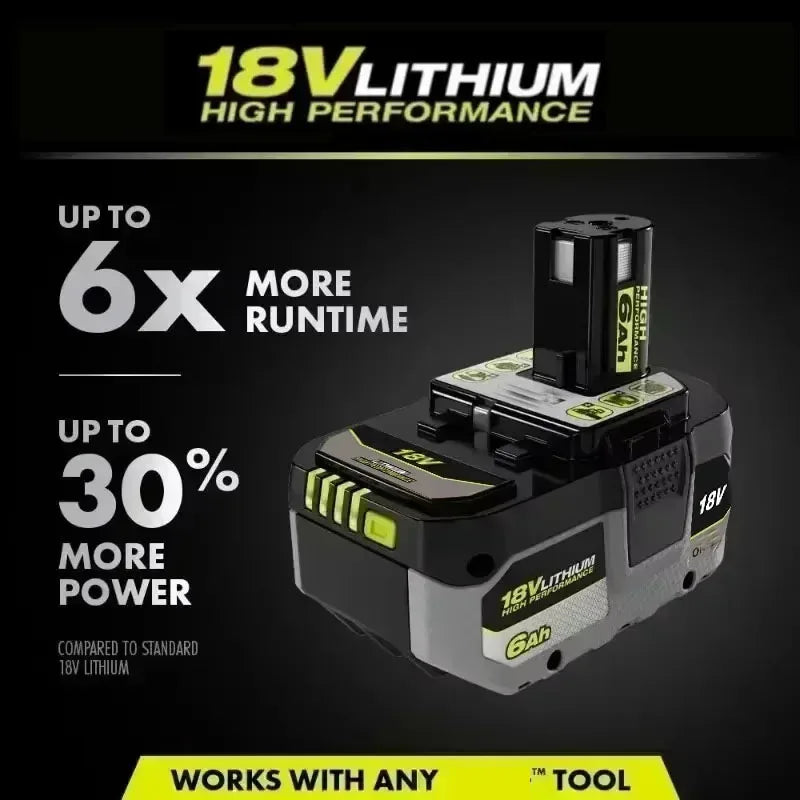 Used for RYOBI high-performance lithium battery 18V low self discharge, suitable for all tools P104, P107 P109 P108