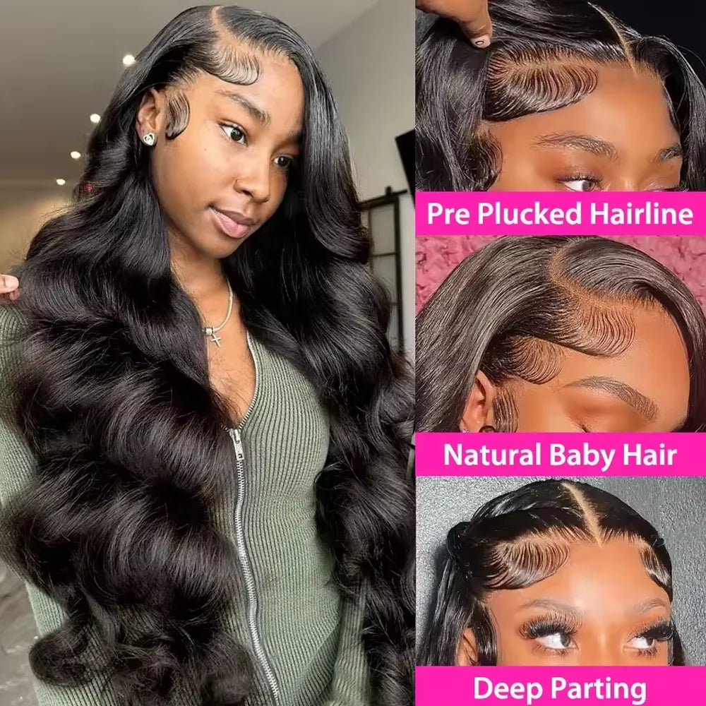 Raw Peruvian Body Wave 250% Density 40 42 inch 13x6 HD Lace Front Human