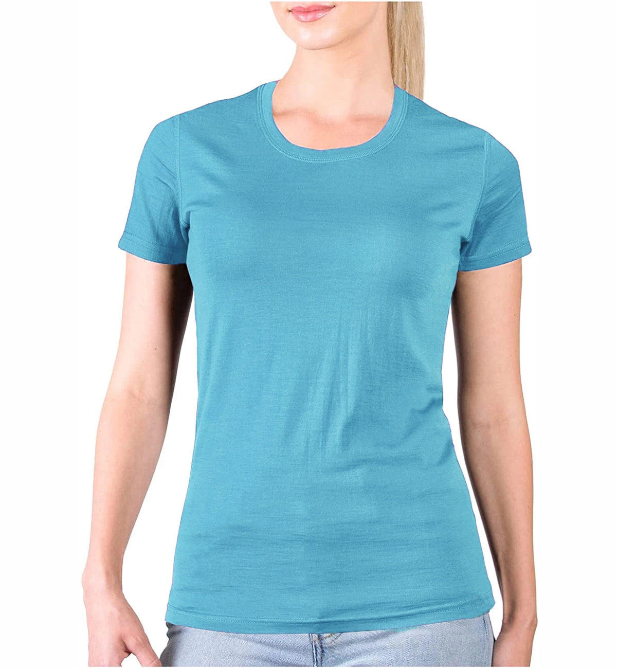 100% Merino Wool T-Shirt Womens Lightweight Short Sleeve Crew Shirts Merino Wool Base Layer Women Undershirt No Itch Breathable