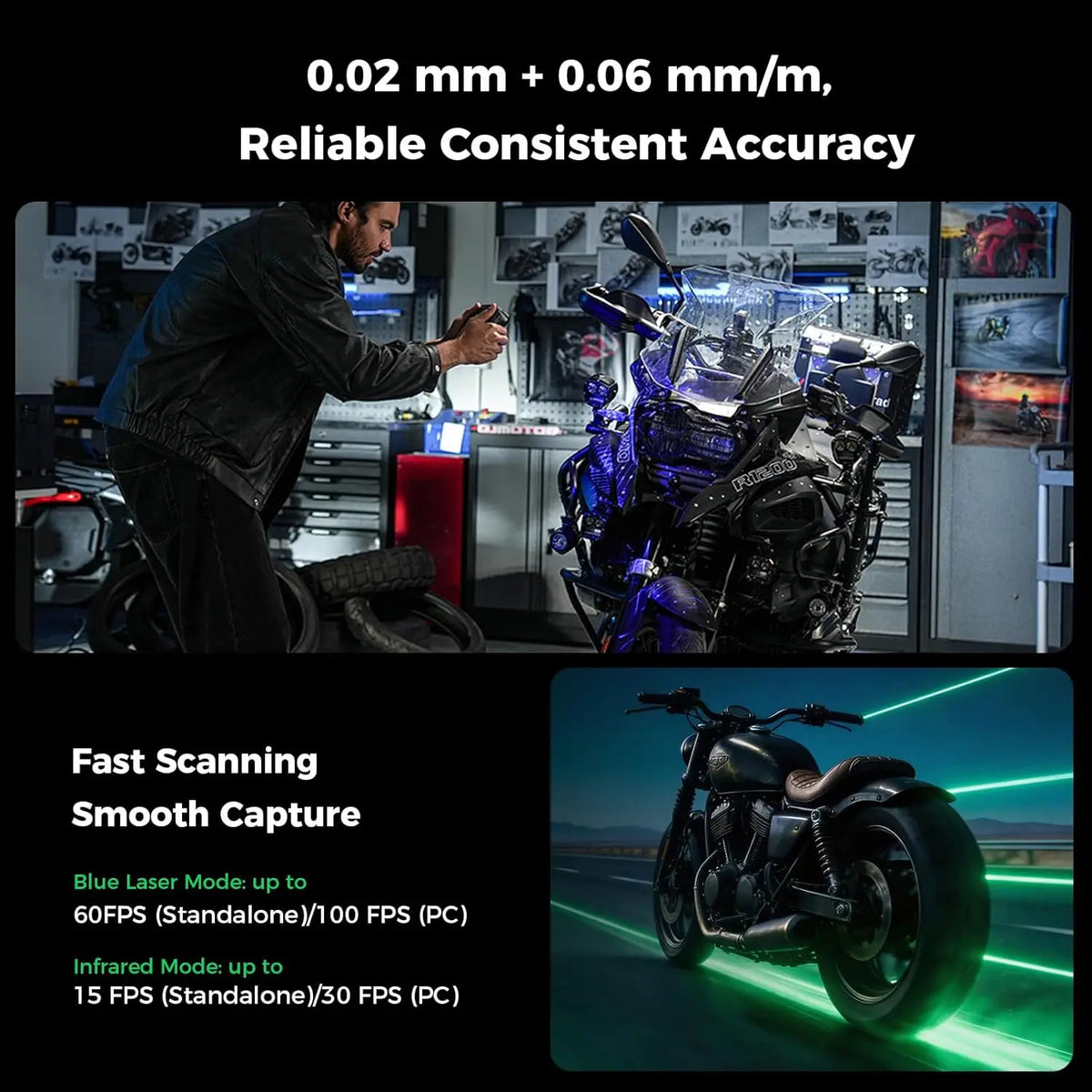 Creality Sermoon P1 3D Scanner 22+7+1 Line Blue Laser Modes +NIR 0.02mm Accuracy Support Wireless and Deep Hole Scanning