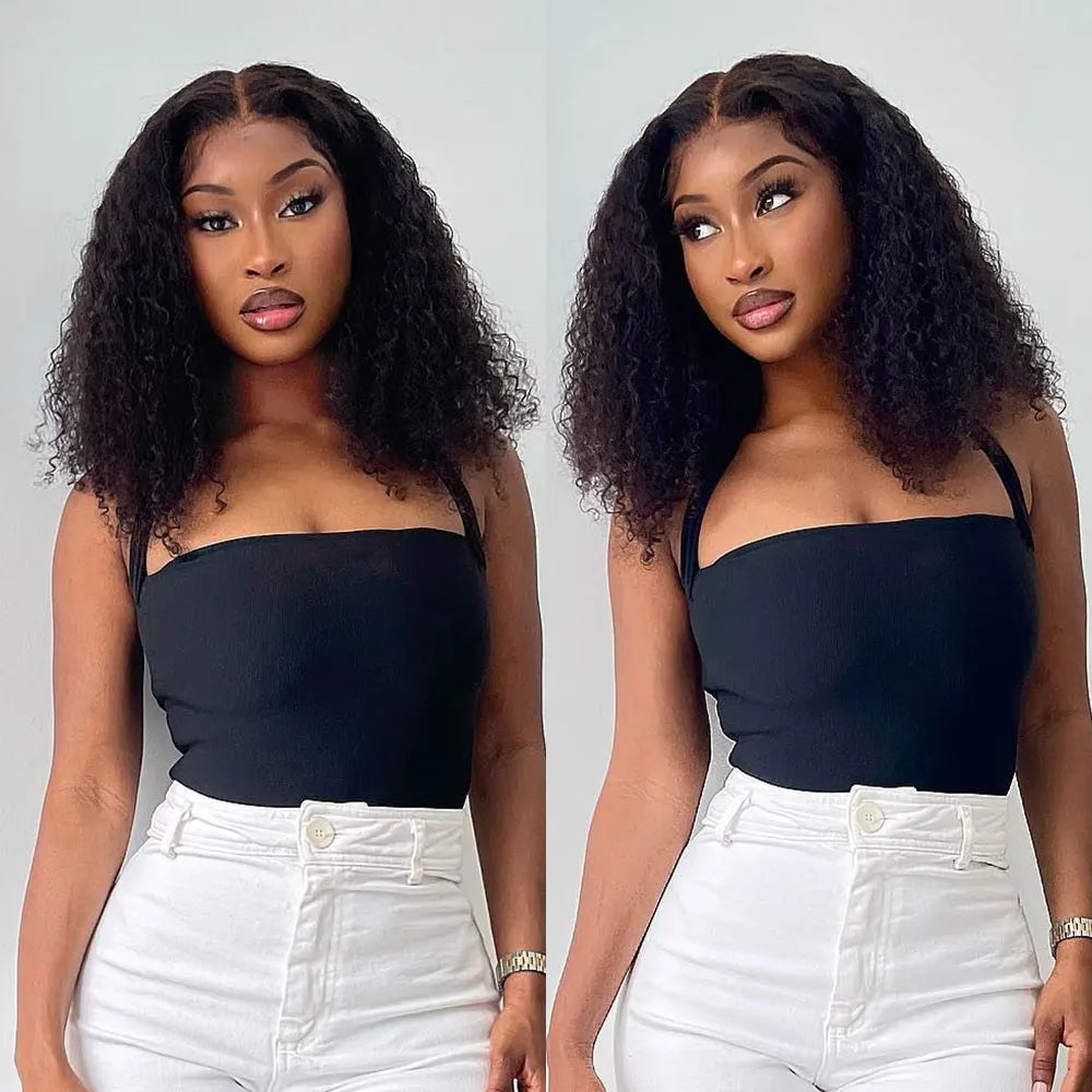 Pre Cut No Glue Water Wave 13x6 Bob Wigs Curly 7x5 Glueless Wig Human