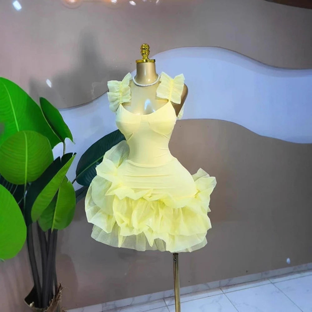 2026 New in Women Luxury Sexy Dress Elegant Birthday Party Trendy Dresses Tierred Ruffled Hem Tank U-Neck Sleeveless Mini Dress