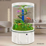 All-in-One AquariumLuxury Living Room Cylindrical Glass Fish Tank With Smart Home Floor-Standing Full Round DesignFish TankSelf-