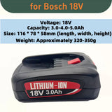 Suitable for Bosch Green Power Tool Vacuum Cleaner PBA18V 3000mAh Lithium Battery Replacement Bosch 18V PBA PSA PSR