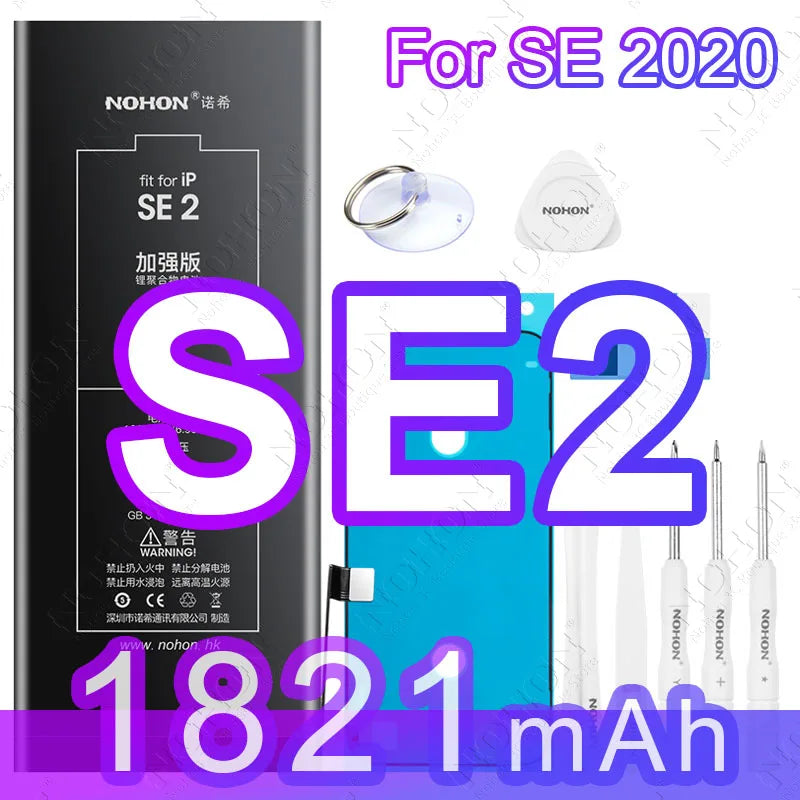 NOHON High Quality 2160mAh Battery For iPhone SE 2022 2020 2016 SE2 SE3 11 12 13 14 Phone Replacement Batteries With Tool Kit