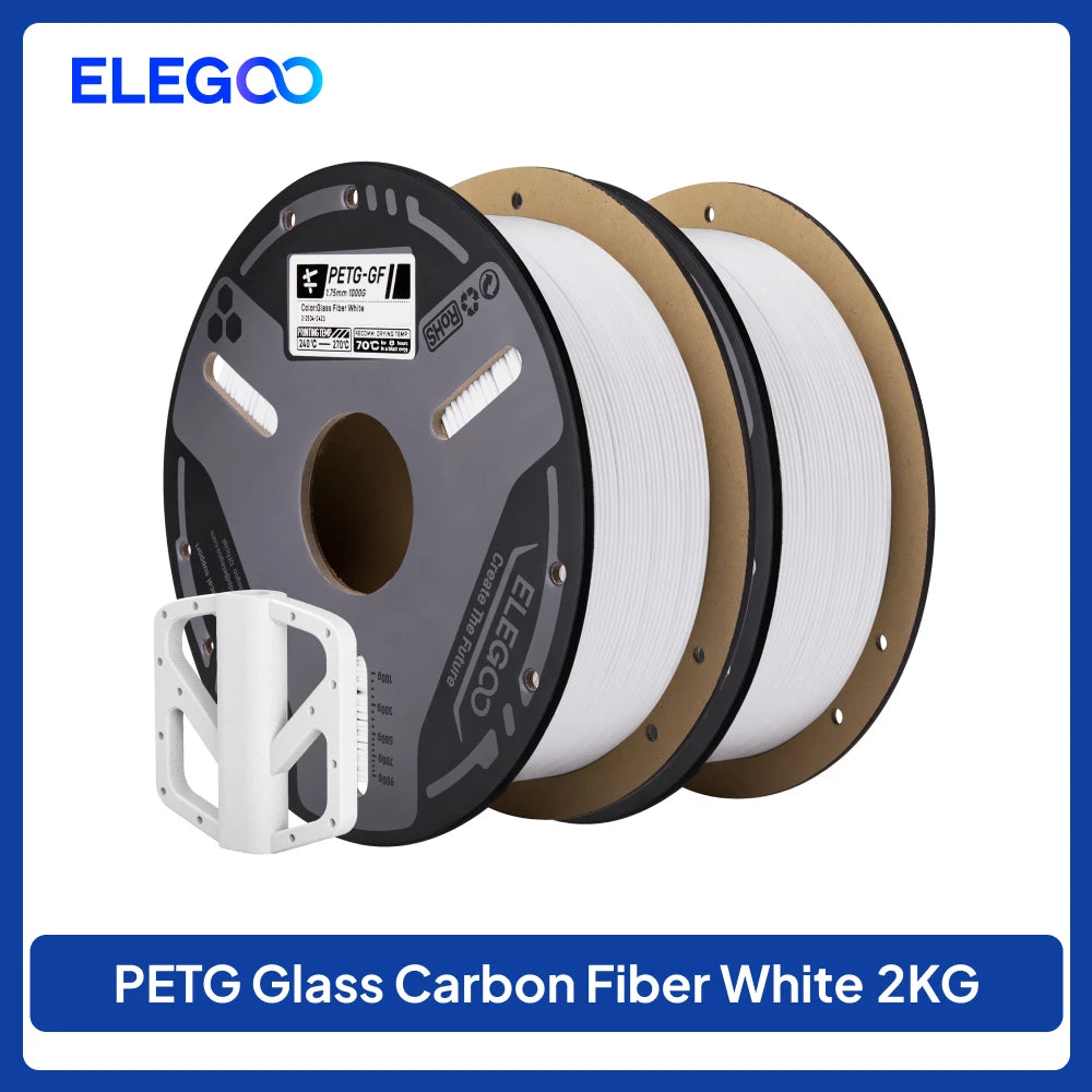 ELEGOO Glass Fiber PETG-GF Filament 1.75mm Gray White Black 1KG/2KG/5KG/10KG For US EU