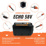 58V 6.0Ah 4Ah Battery Replacement for Echo 58V Battery, Compatible with Cordless Power Tools Blower Chainsaw CBP-58V40
