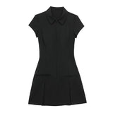 Spring 2024 Women's Faion Slim Fit ort Dr Wide Pleat Versatile Design Commute Sle ort Sve Other Material 00%