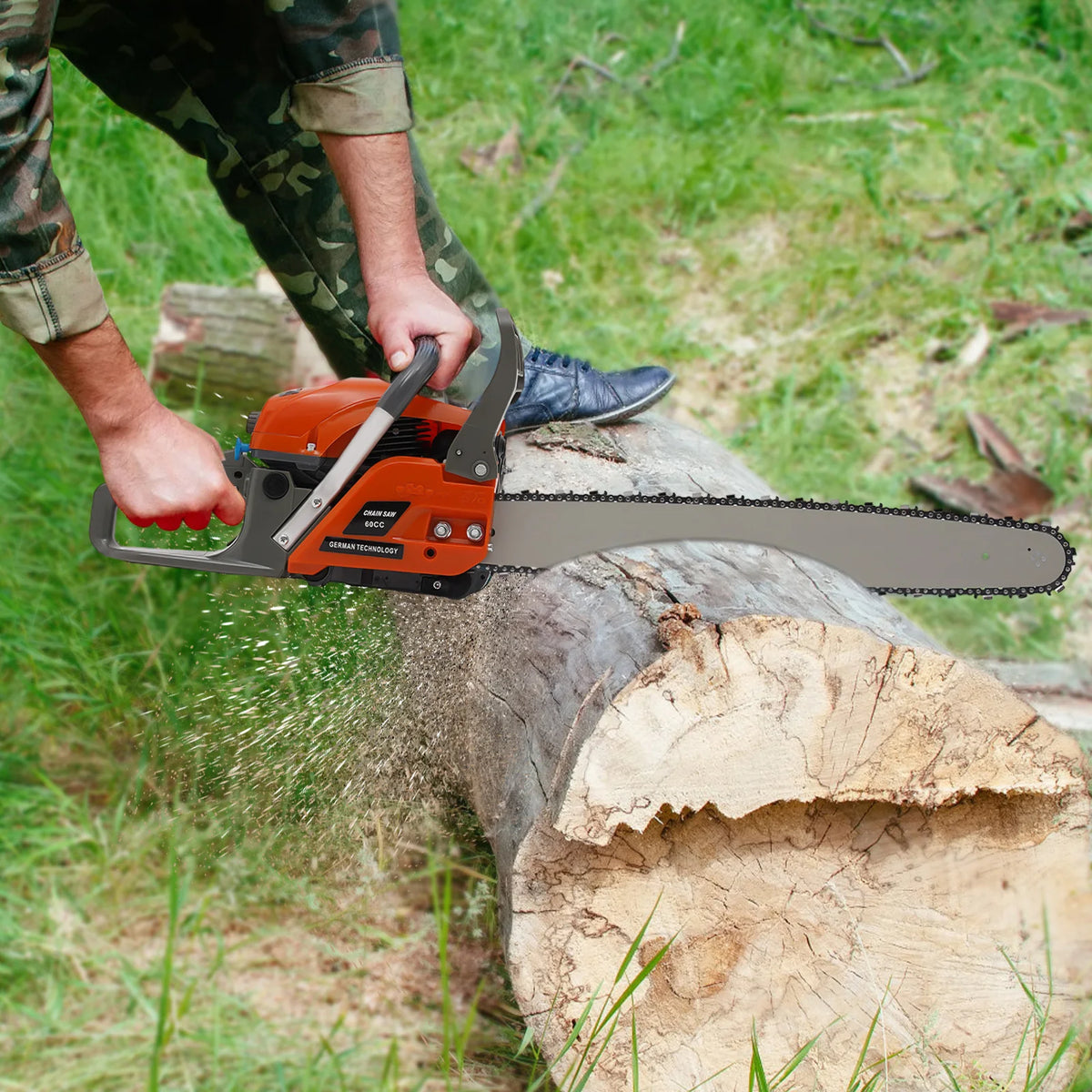 Handheld Cordless Petrol Chain Saw, Gas Powered Chainsaw, 60cc Gasoline Chainsaw Power Head,For Garden Pruning, Forest Logging,