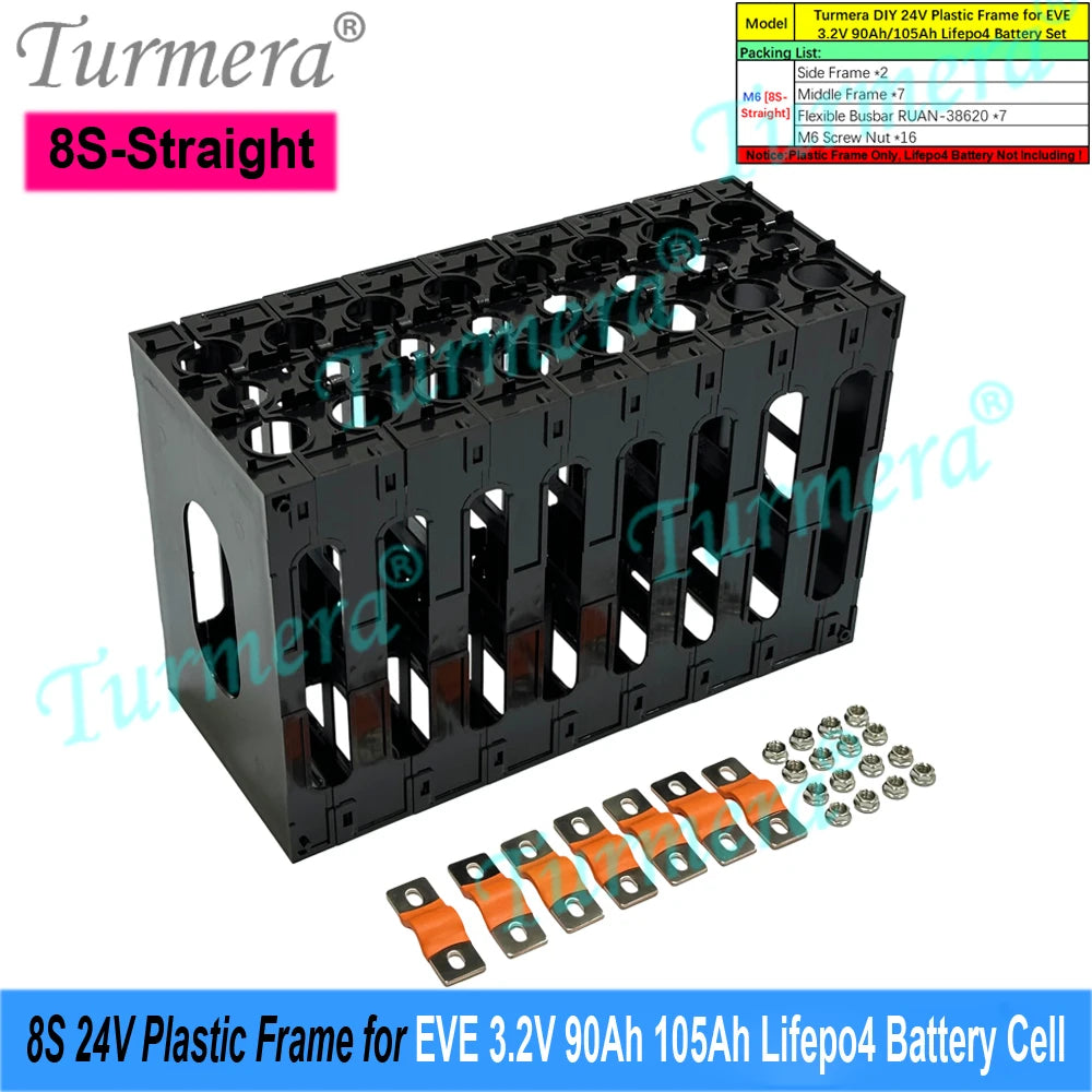 Turmera 12V 24V Battery Frame Flame-Retardant ABS PC Plastic Holder with Latches for CATL EVE 280Ah 320Ah 105Ah Lifepo4 Cell Use
