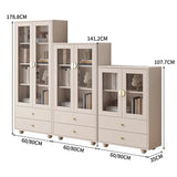 Nordic Solid Wood Bookshelf Modern Minimalist with Glass Doors Multi-layer Display Cabinet Storage Floor-standing Furniture FYBK