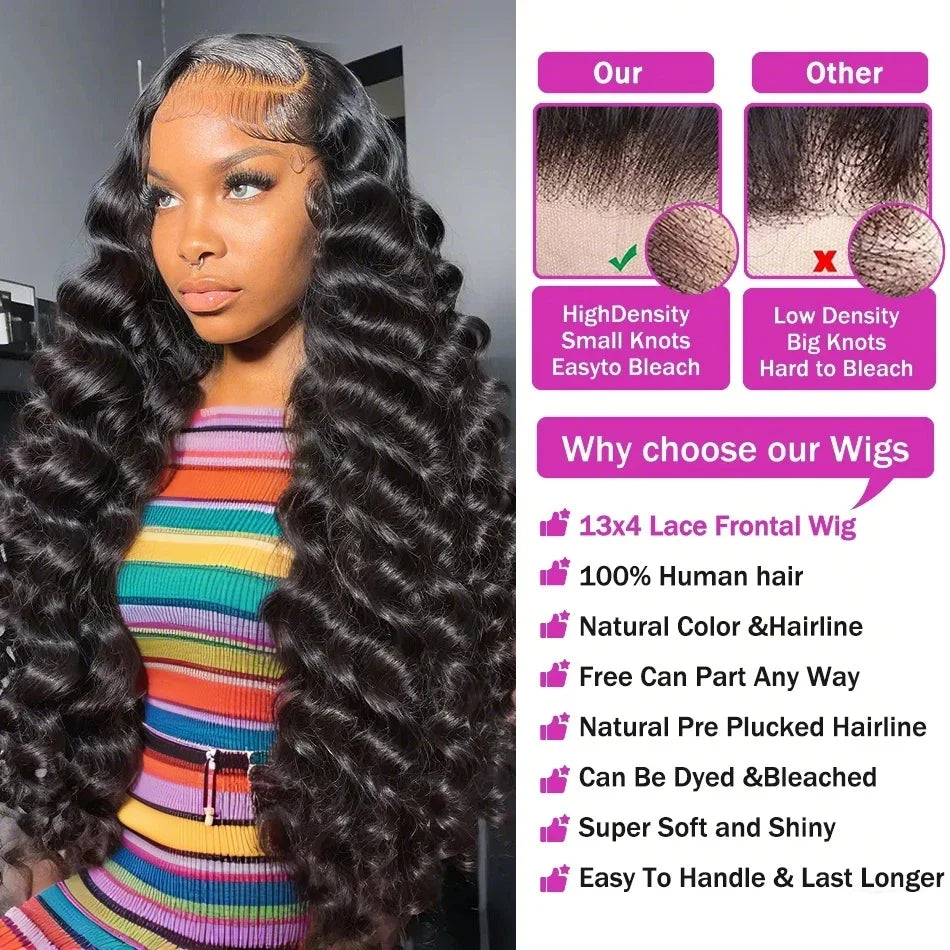 300 Density Loose Deep Wave 13x6 Hd Lace Front Human Hair Wig For Women
