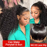 300% Density Curly Wigs HD 360 Full Lace Front Human Hair Wigs Brazilian