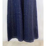 Women Diamond Embellished Sparkling Knitted Dress Hollow Out Elegant Female O-Neck Navy Blue Single Breasted Knit Midi Robe