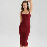 BEAUKEY Fashion Yellow U Neck Striped Bandage Dress Evening Backless Sexy Bodycon Women Dress Party Celebrity Vocation Dresses
