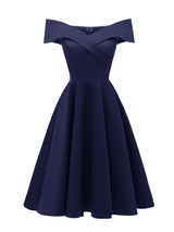 Tonval Vintage Off the Shoulder Party Sexy Evening Birthday Dresses Prom Elegant Women Fit and Flare Cotton Dress