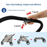 Foldable Dog Stroller Big Wheel with Ramp Brake Dog Strollers Suspension Outdoor Portable Large Dogs Stroller Oxford Pet Carrier