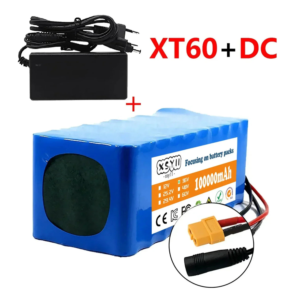 36V 42V 10S4P 100Ah 18650 High-Capacity Power 42V 750W Lithium Battery Pack for Electric Car Bicycle Scooter Belt 30A BMS