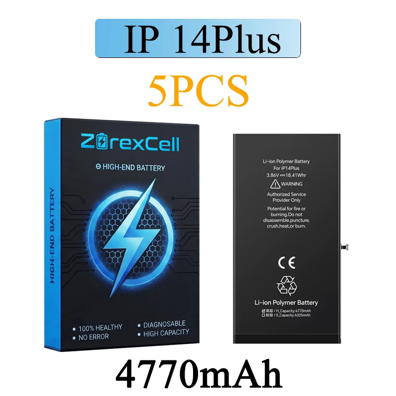 5PCS ZoreXcell High Capacity Diagnostic Battery Compatible with iPhone 14,14 Pro,14 Pro Max, No Pop Up Message Battery
