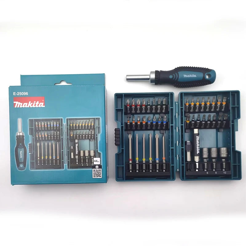 Makita E-25096 Ratchet Screwdriver Hexagonal Sleeve Screwdriver Bits 44PCS Set Tool Attachments