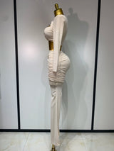 Women Sexy Mesh See Through Long Sleeves Pant Sets Elegant Fashion Street Two Piece Set Club Birthday Evening Party Outfit