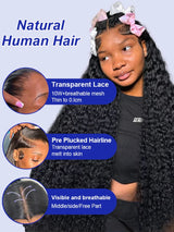 40 42 Inch Deep Wave 13x4 13x6 Hd Lace Front Wig For Black Women Transparent Hd Swiss Lace 300% High Density Water Wave Full Lace Frontal Wig Bouncy Jerry Culry Human Hair Glueless Wigs Malaysia Virgin Raw Wet and Wavy Preplucked Hairline Bleached Knots