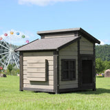 Solid wood outdoor courtyard sun protection rain protection dog house large medium dog villa wood