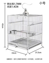 Large Square Stainless Steel Bird Cage for Myna Starling Parrot Villa Metal Cage