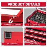 Geinxurn Tool Set, Heavy-Duty Red Tool Chest with 4 Drawers, Professional Socket for Auto Repair, Home Maintenance