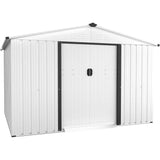 6x8 Outdoor Steel Garden Shed with Sliding Door - White