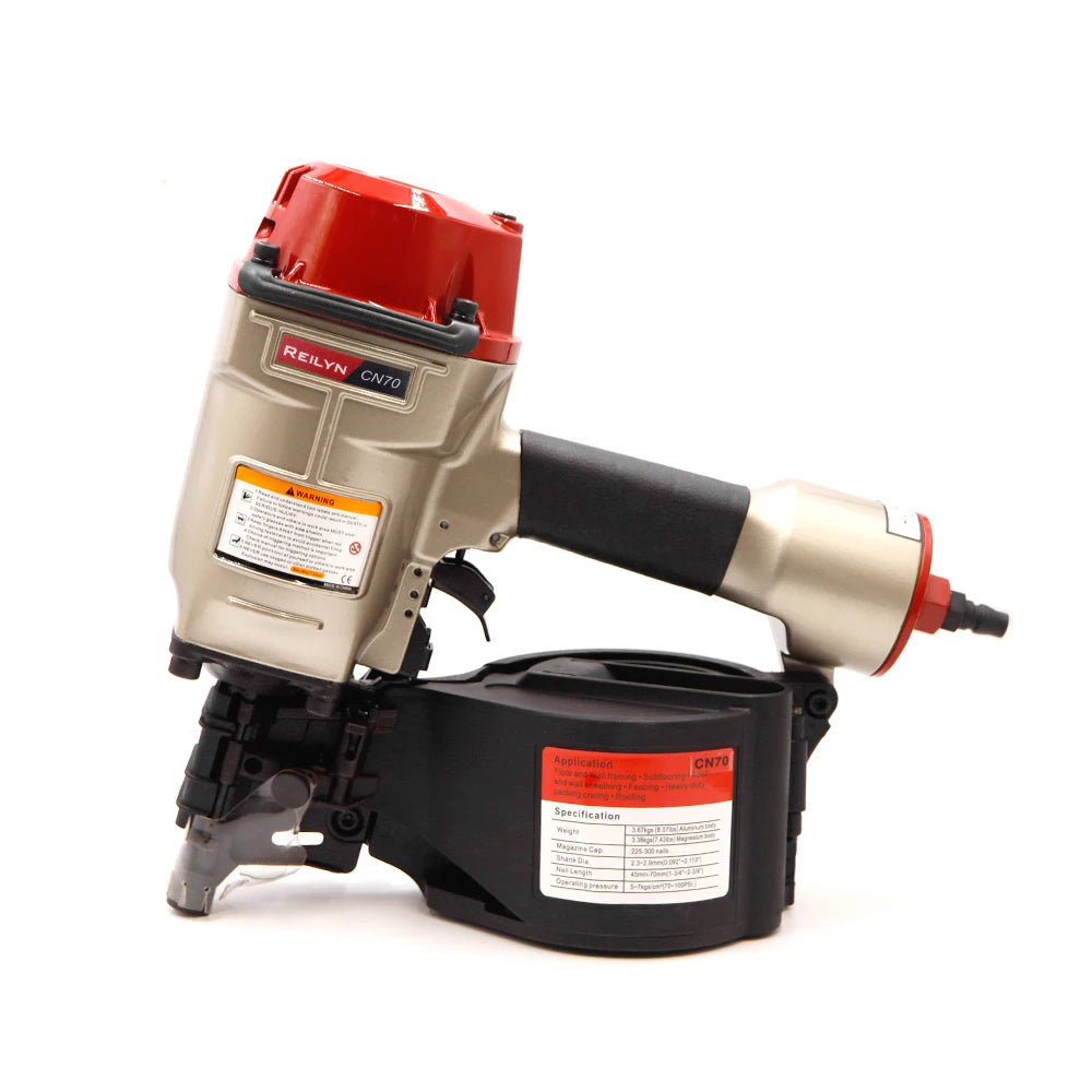 Reilyn Coil Nailer CN57 CN70 CN80 Pallet Nailing Gun 50-80mm Air Nailer for Roof Furniture Sheathing Wooden Crate Pneumatic Tool