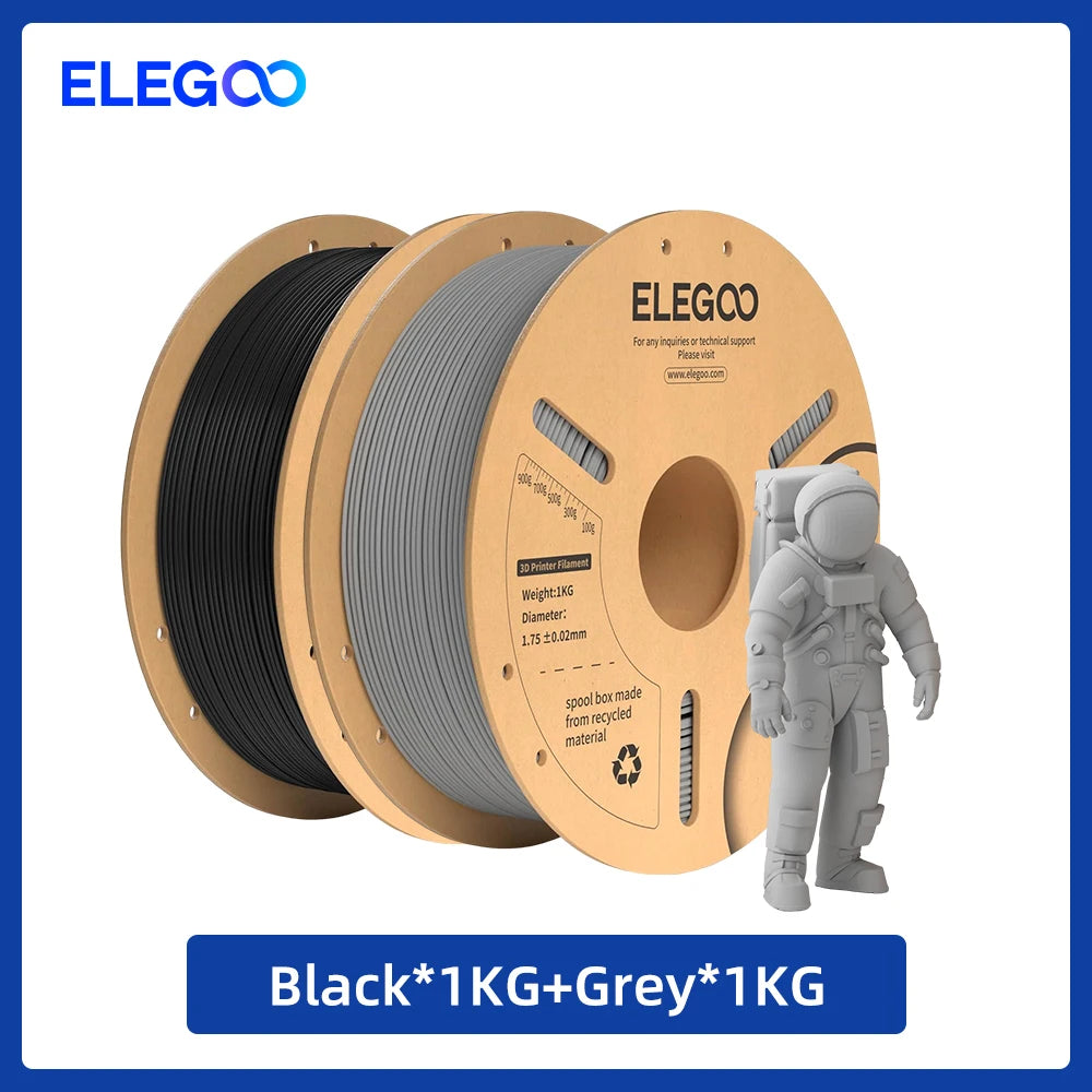 ELEGOO 1.75mm PLA+ Filament 2KG Set Plastic 3D PLA for Most FDM 3D Printers Dimensional Accuracy +/- 0.02mm 2pcs*1kg PLA+ Set