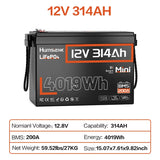 Humsienk 12V 100Ah 150Ah 200Ah 314Ah LiFePO4 Battery Built-in BMS Low Temperature Protection For RV/ Camp/ Solar Energy Storage