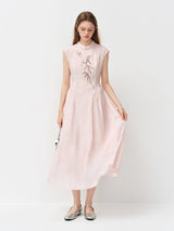FSLE New Chinese Style Embroidery Slim-Fit Long Dress for Women 2026 Summer New Arrivals A-Line Waist-defining Skirt for Dates
