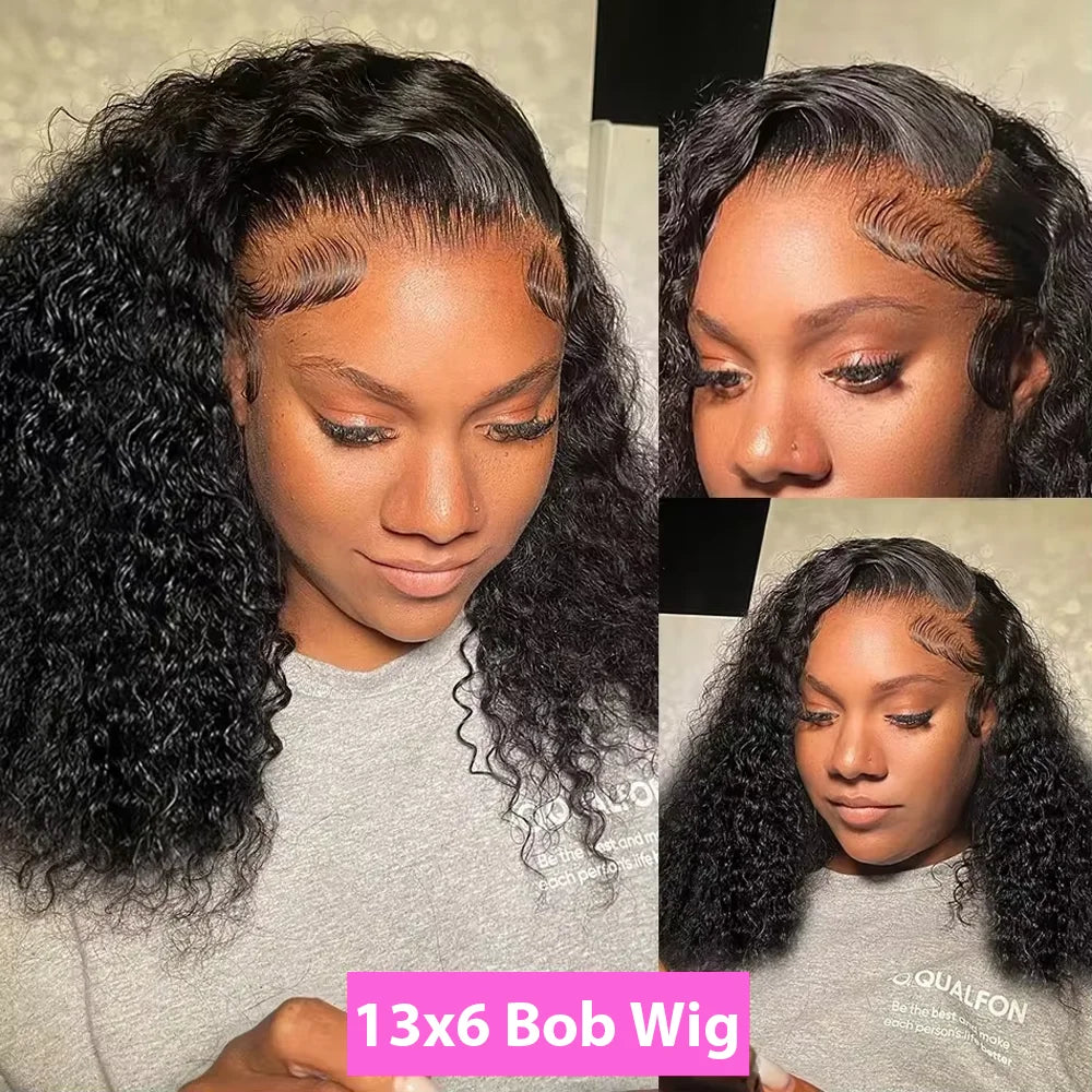 Curly Bob Wig Human Hair 100% Human Hair 5x5 Ready to Go HD Lace Glueless Wigs 13x4 Lace Front Wigs 250 Density 13x6 HD Curly Bob Lace Frontal Wigs Wet and Wavy Brazilian On Sale