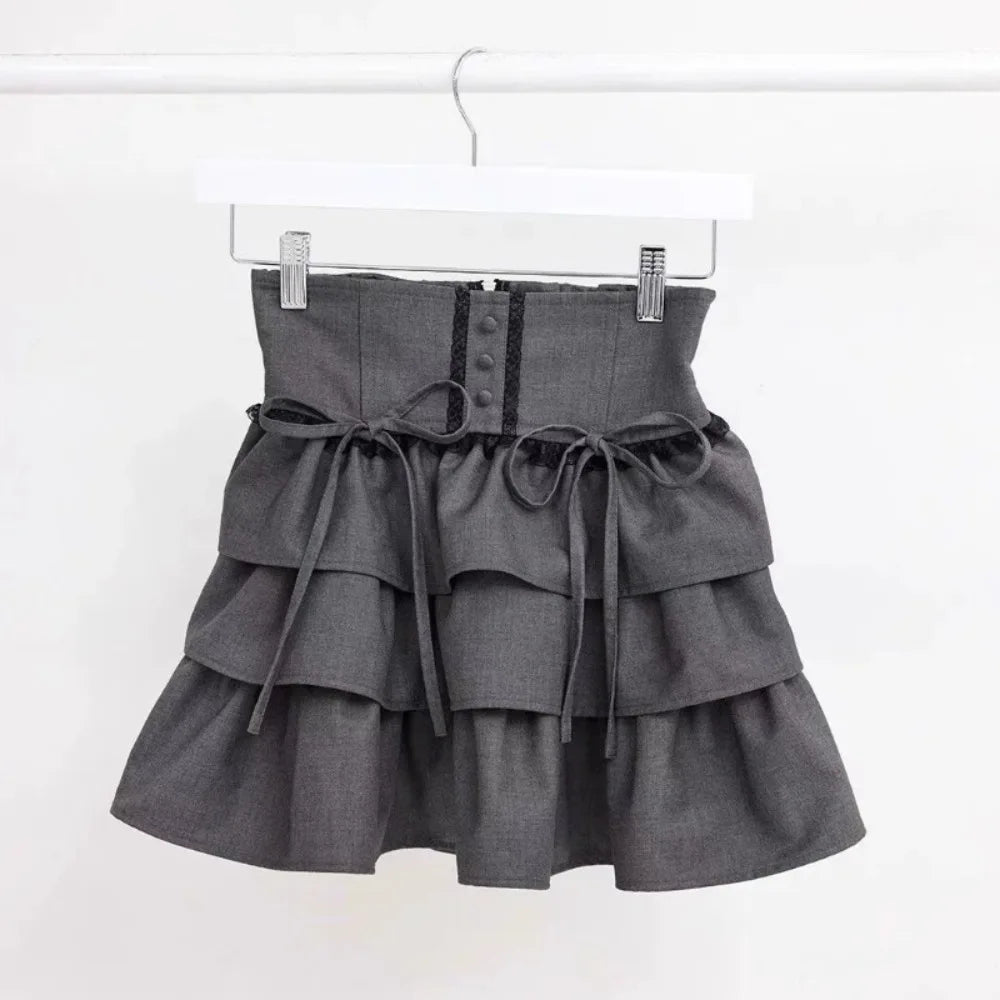 Lace Up Bow Ropa Mujer Houndstooth Tops New Hollow Out Woman Clothes Japan Fungus T Shirts Pure Desire Style Roupas Feminina