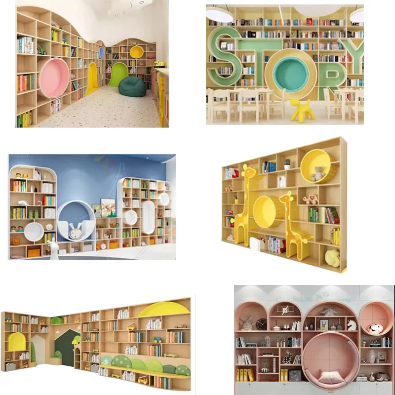 Modern Curved Style  Modular Bookshelf Multi-functional Storage Display Rack for Living Room Kids ReadingRoom Home Use