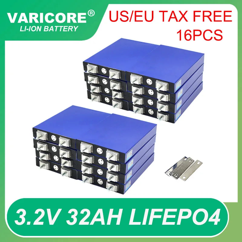 16pcs 3.2v 102Ah 105Ah 100ah Lifepo4 Grade A Battery Lithium Iron Phosphate for 12v Campers Golf Cart Off-Road Solar Wind Yacht