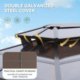 Gazebo 8 x 5FT, Aluminum BBQ Gazebo with Double Polycarbonate Top, Grill Canopy Hardtop with Shelves, Garden