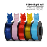 KINGROON High Speed PETG 3D Filament PLA/PETG 5KG 3D Printing Filament 1.75mm 100% Neatly Wound HS Filament 350mm/s Printing